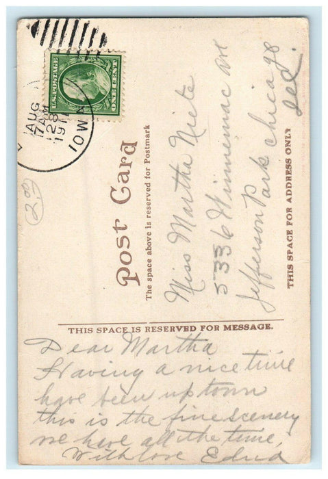 1911 Bird's Eye View From Lovers Leap Elkader Iowa IA Posted Antique Postcard