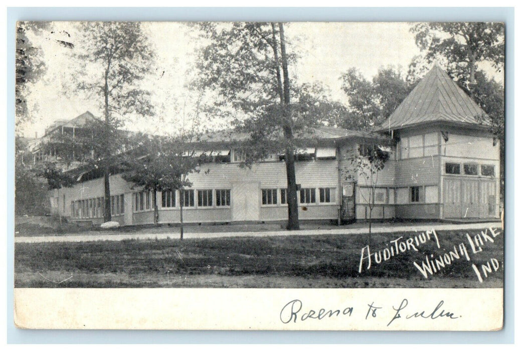 1909 Auditorium Winona Lake Indiana IN Posted Antique Postcard