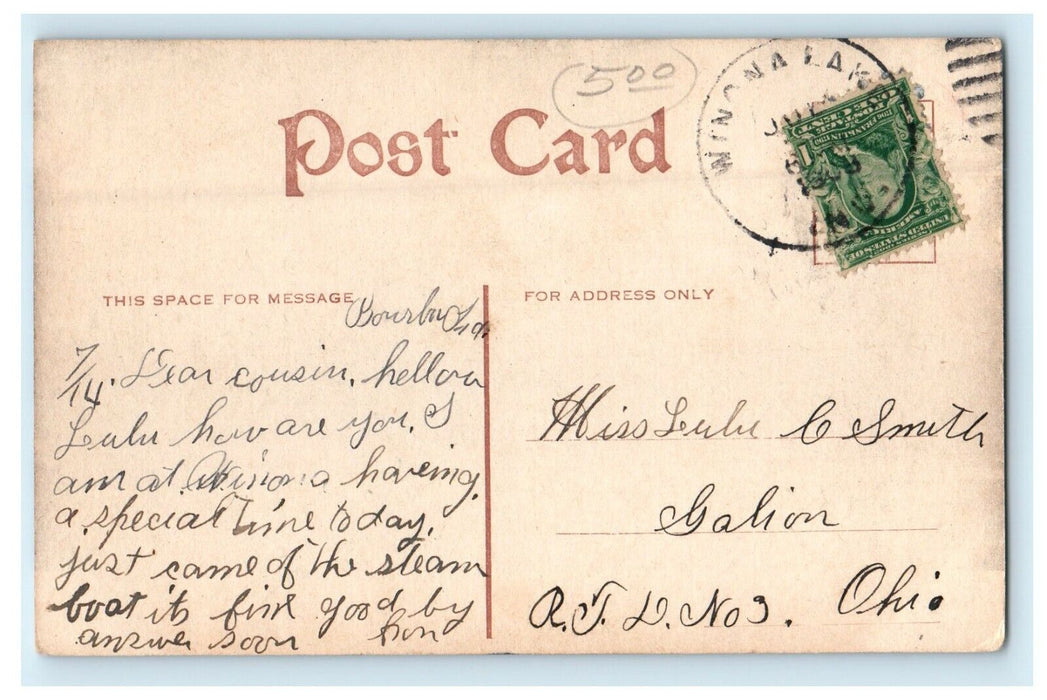 1909 Auditorium Winona Lake Indiana IN Posted Antique Postcard