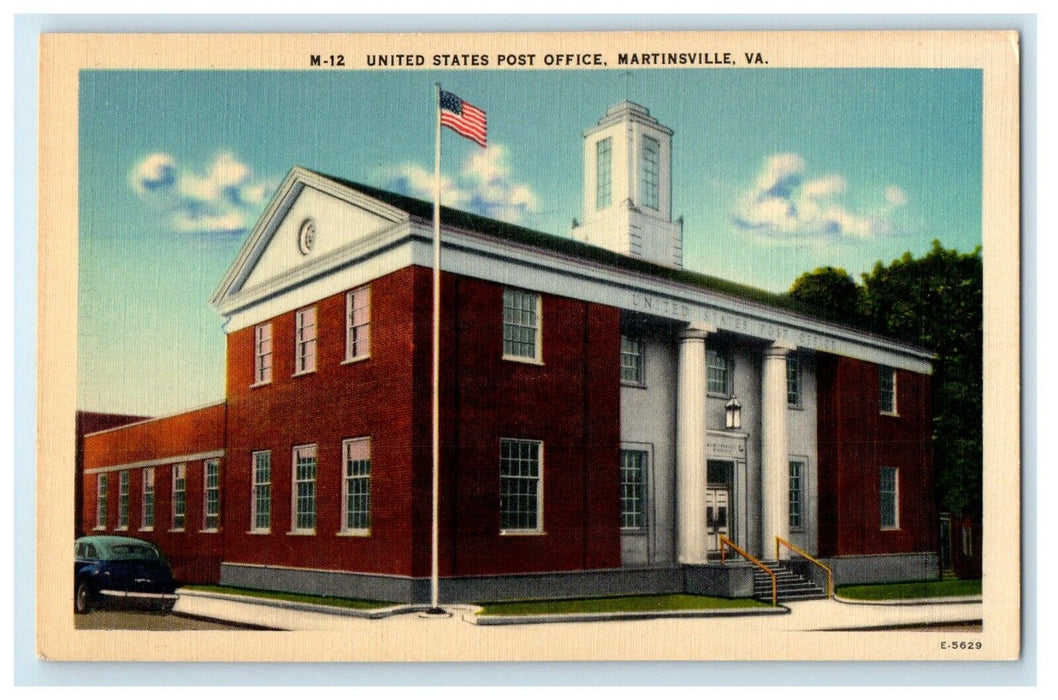 c1940's Unites States Post Office Martinsville Virginia VA Vintage Postcard