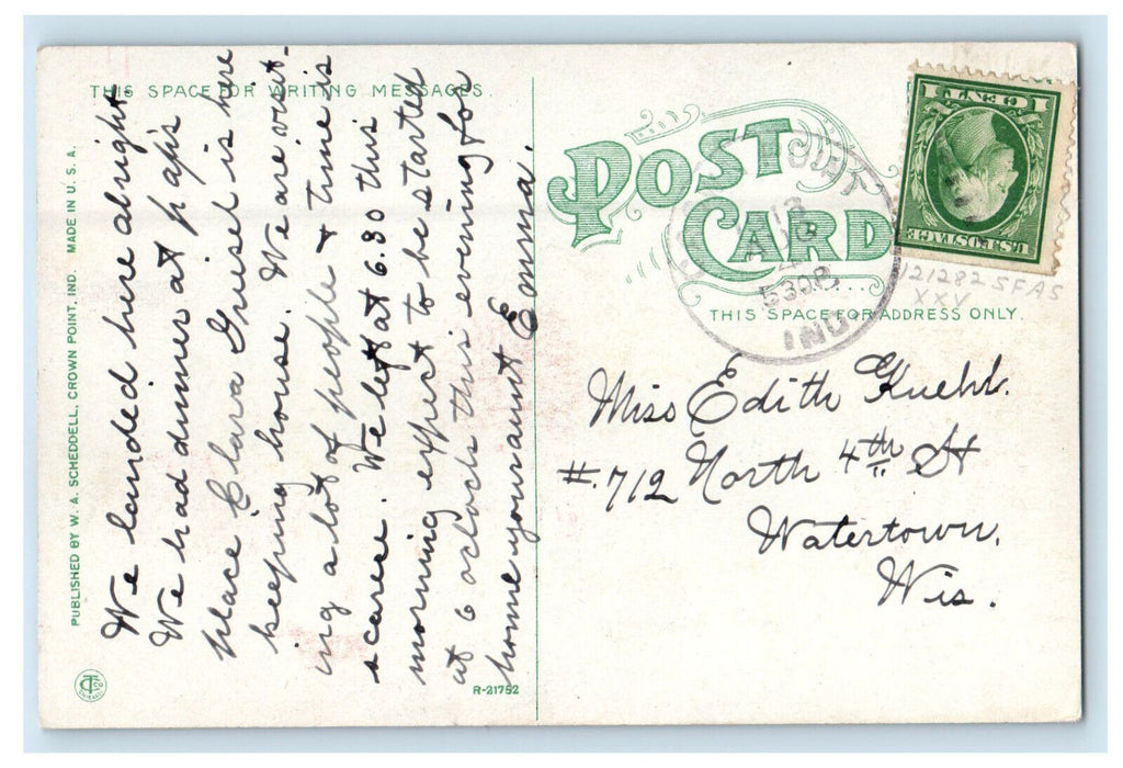 1913 Lake County Court House, Crown Point Indiana IN Posted Postcard
