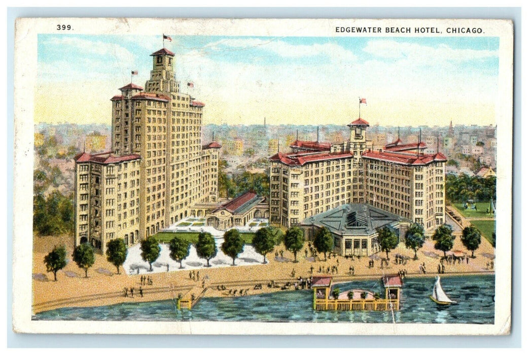 1924 View Of Edgewater Beach Hotel Chicago Illinois IL Posted Vintage Postcard