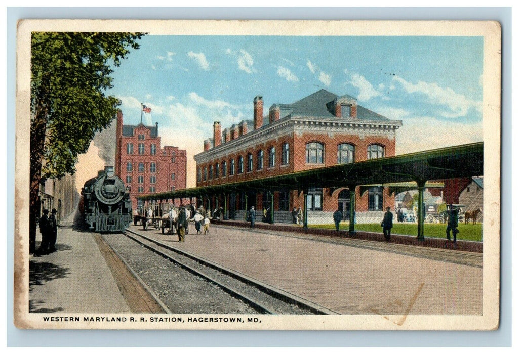 1919 Western Maryland Train R.R Station Hagerstown MD Posted Antique Postcard