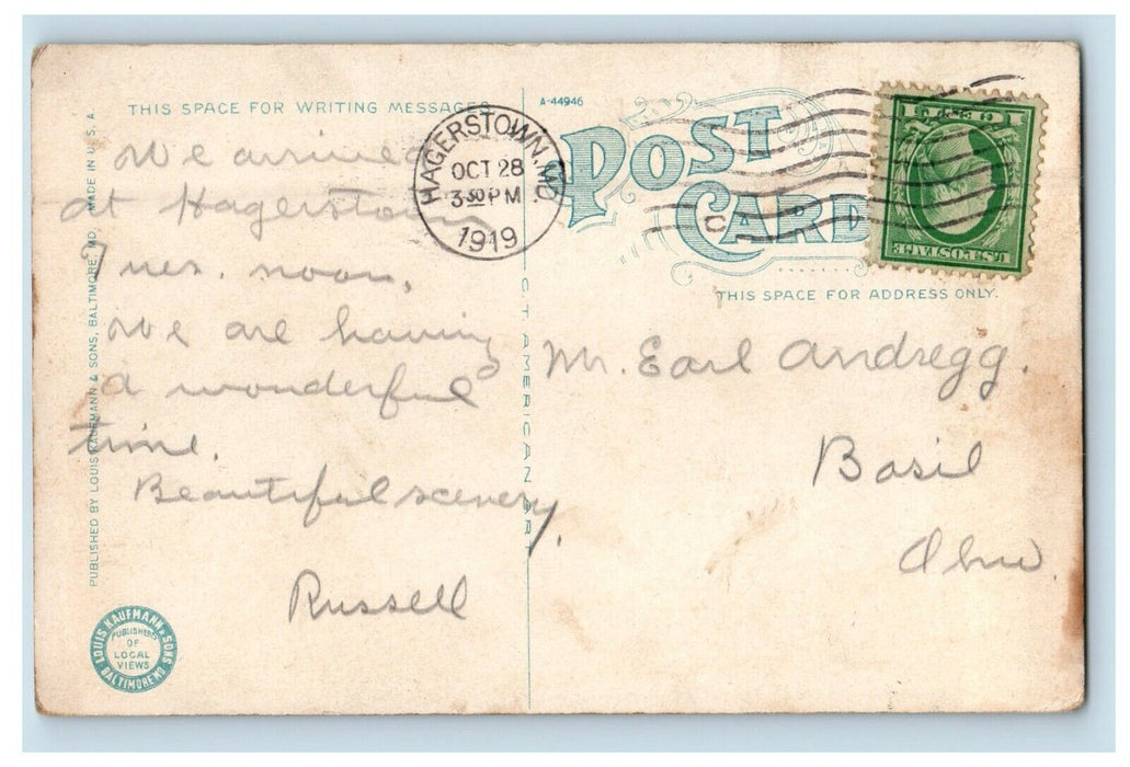 1919 Western Maryland Train R.R Station Hagerstown MD Posted Antique Postcard