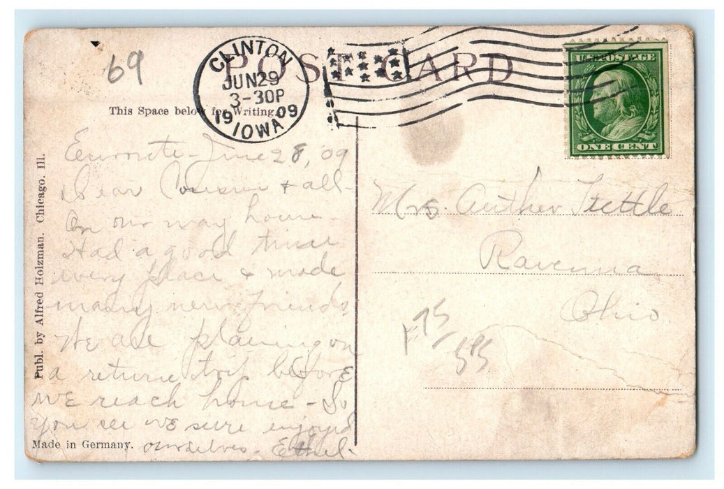 1909 National Bank Building Street View Chicago Illinois IL Antique Postcard