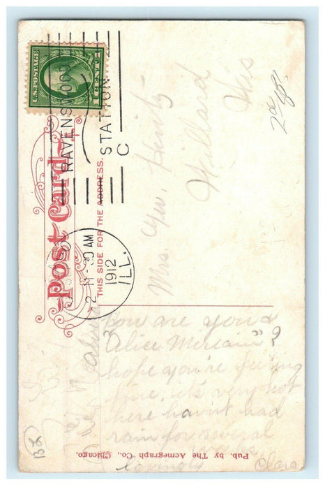 1912 View Lincoln Park Bench Chicago Illinois IL Posted Antique Postcard