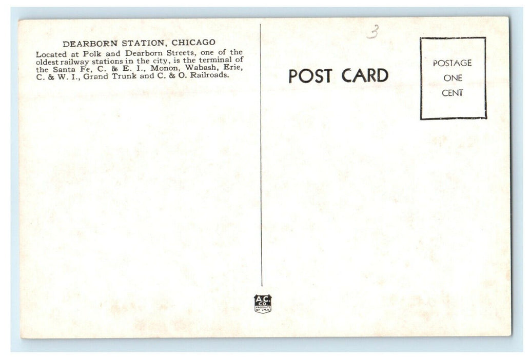 View Of Dearborn Station Oldest Railway Terminal Chicago Illinois IL Postcard