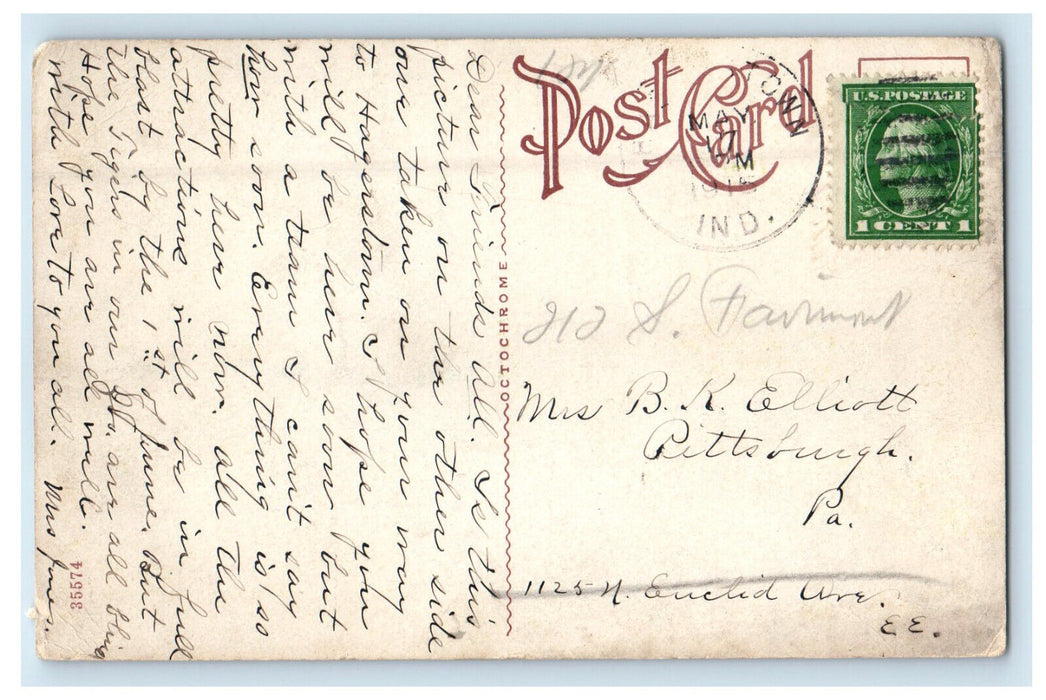 1915 Horse Carriage Passing at Hagerstown Indiana IN Posted Postcard
