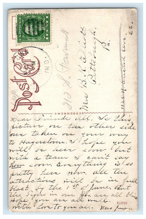 1915 Horse Carriage Passing at Hagerstown Indiana IN Posted Postcard