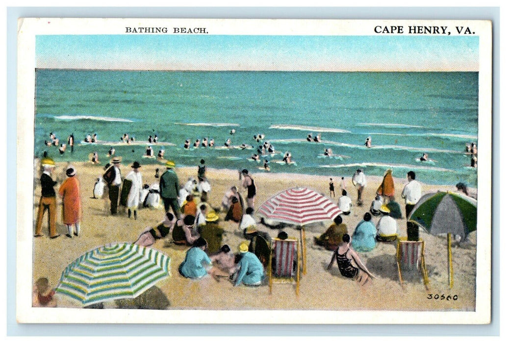 A View Of Bathing Beach Cape Henry Virginia VA Unposted Vintage Postcard