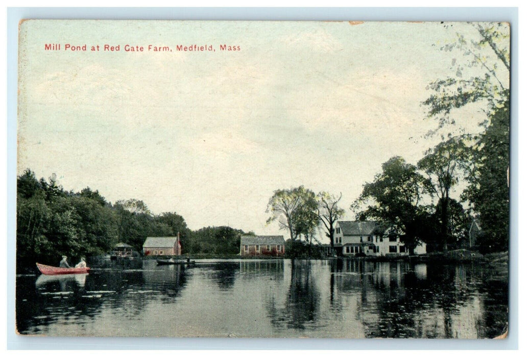 c1910's Mill Pond At Red Gate Farm Medfield Massachusetts MA Antique Postcard