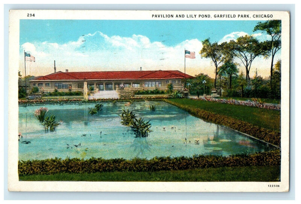 1929 Pavilion And Lily Pond Garfield Park Chicago Illinois IL Vintage Postcard