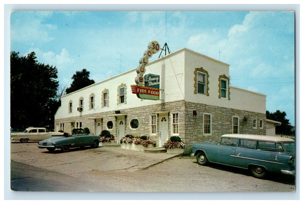 c1950's 30 Club Fine Food East Edge Columbia City Indiana IN Vintage Postcard