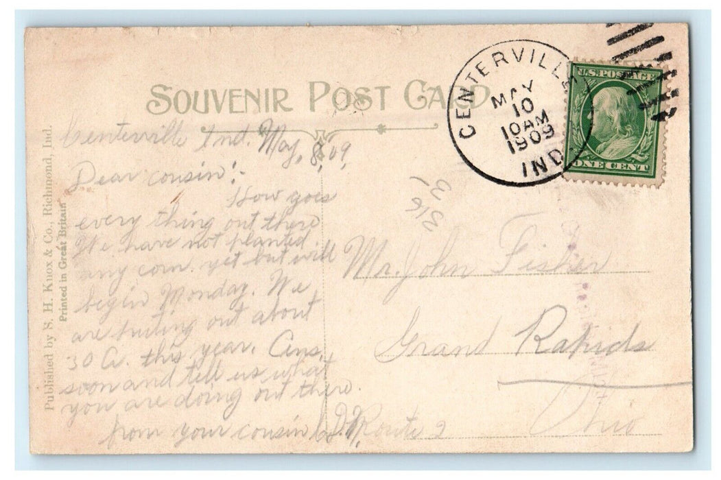 1909 Main Street Looking East From 7th Richmond Indiana IN Antique Postcard