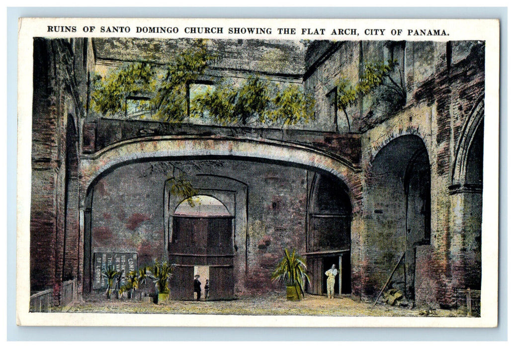 c1920s Ruins of Santo Domingo Church Showing The Flat Arch Panama Postcard