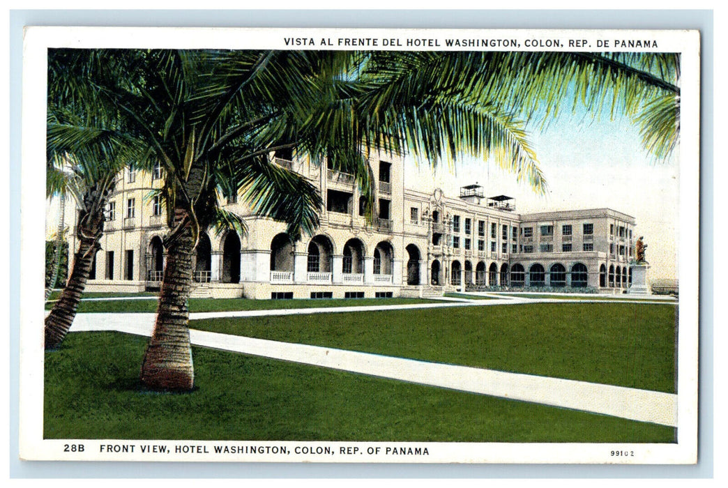 c1920s Front View, Hotel Washington, Colon Rep of Panama Unposted Postcard