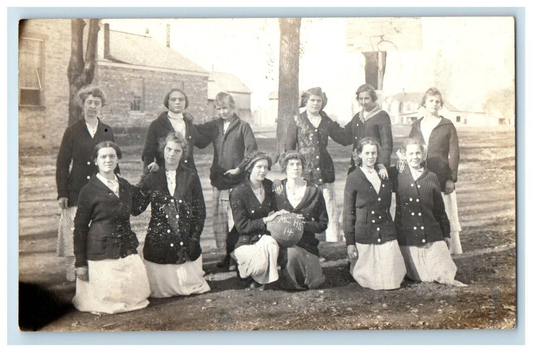 c1910's Mt. Carmel High School Students Girls Indiana IN RPPC Photo Postcard