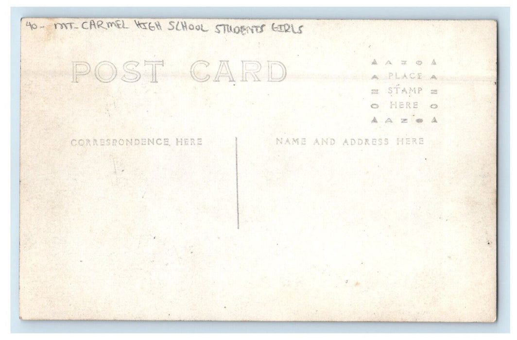 c1910's Mt. Carmel High School Students Girls Indiana IN RPPC Photo Postcard