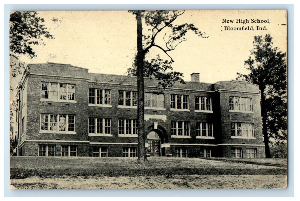 1911 New High School Building Bloomfield Indiana IN Posted Antique Postcard