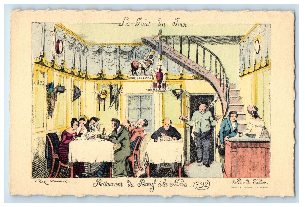 c1940s Restaurant Du Boeuf A La Move France Unposted Vintage Postcard