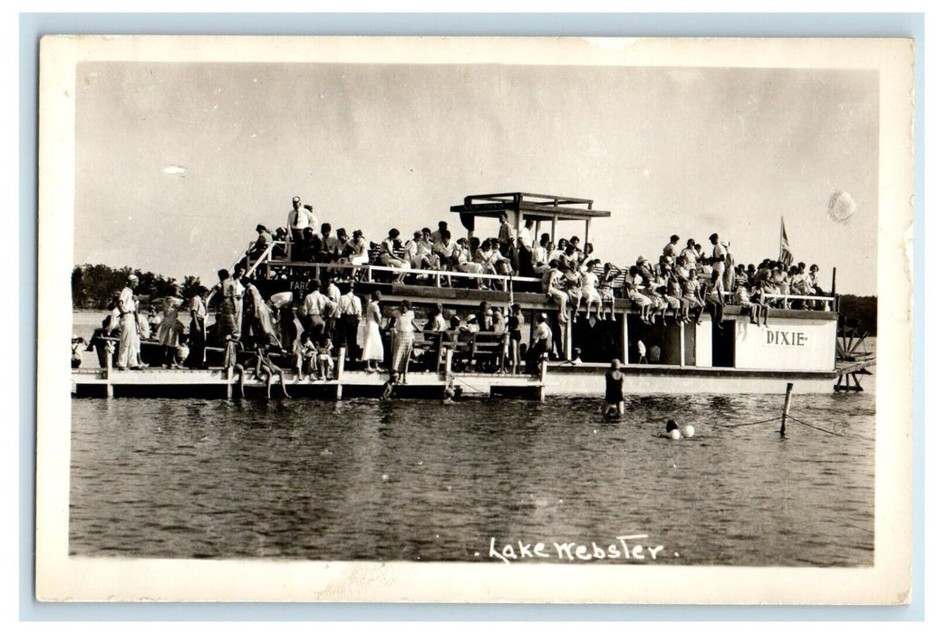 c1940's Lake Webster Ferry Boat Indiana IN RPPC Photo Unposted Vintage Postcard