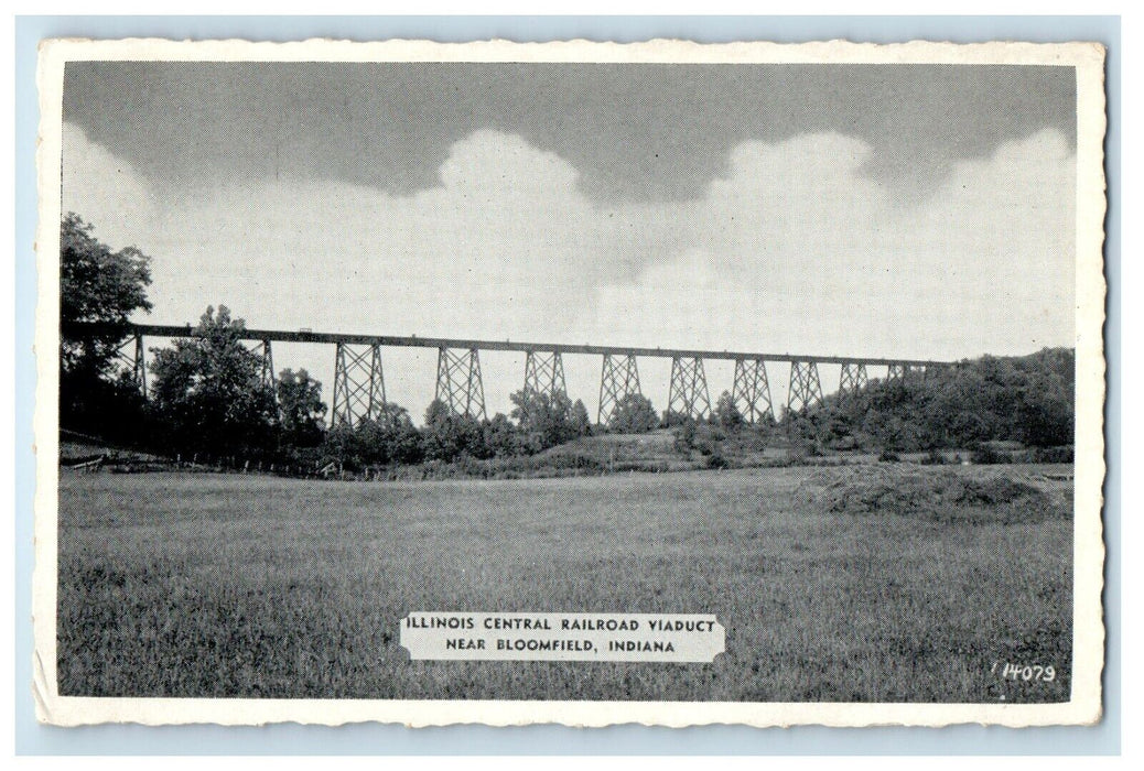 Illinois Central Railroad Viaduct Near Bloomfield IN, Tulip Trussle Postcard