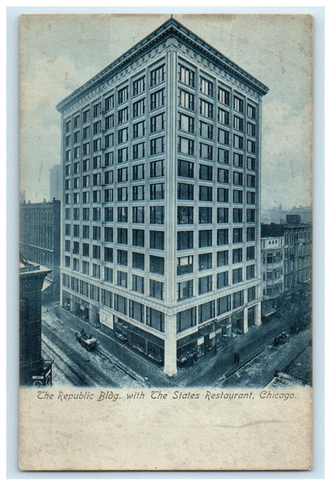 c1905 The Republic Bldg. With The States Restaurant Chicago Illinois IL Postcard