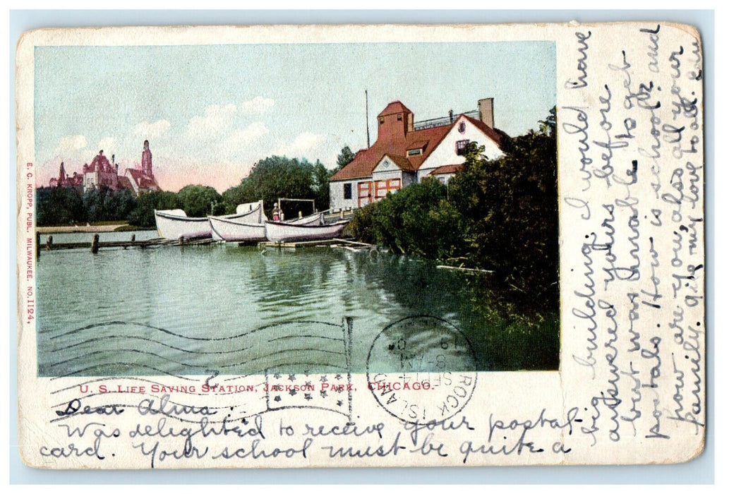 1904 U.S Life Saving Station Jackson Park Chicago Illinois IL Antique Postcard