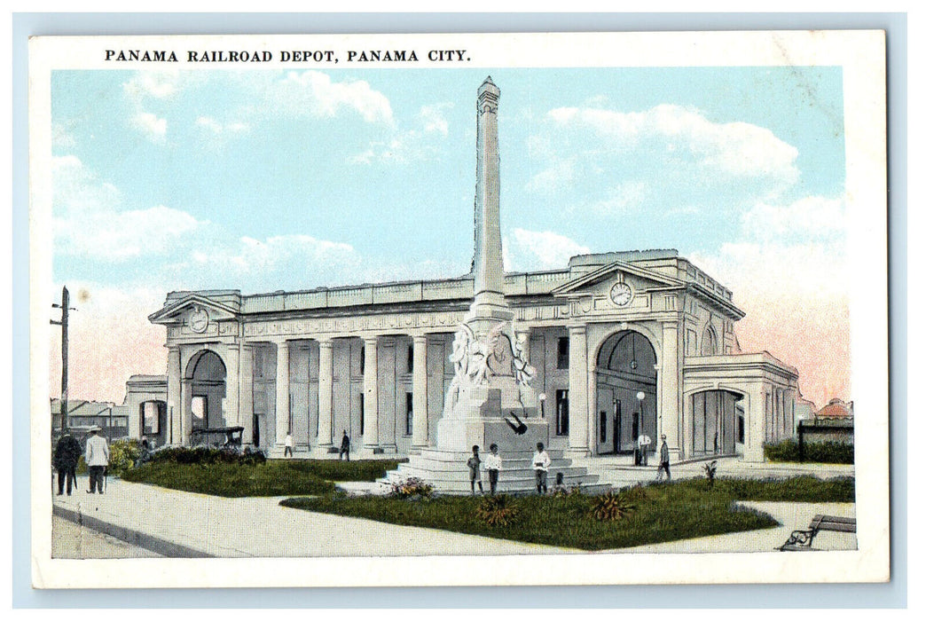 c1920s Panama Railroad Depot Panama City Panama Unposted Postcard