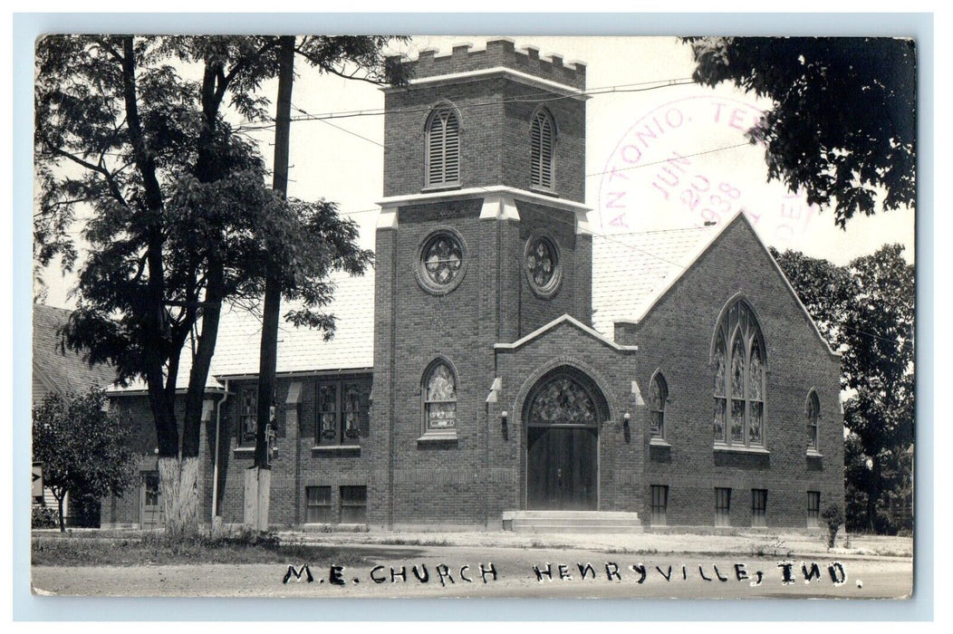 1938 M.E. Church Henryville Webster Indiana IN RPPC Photo Vintage Postcard