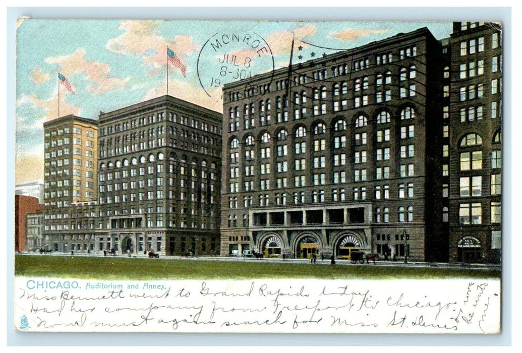 1908 Chicago Illinois IL, Auditorium And Annex Building Tuck's Postcard