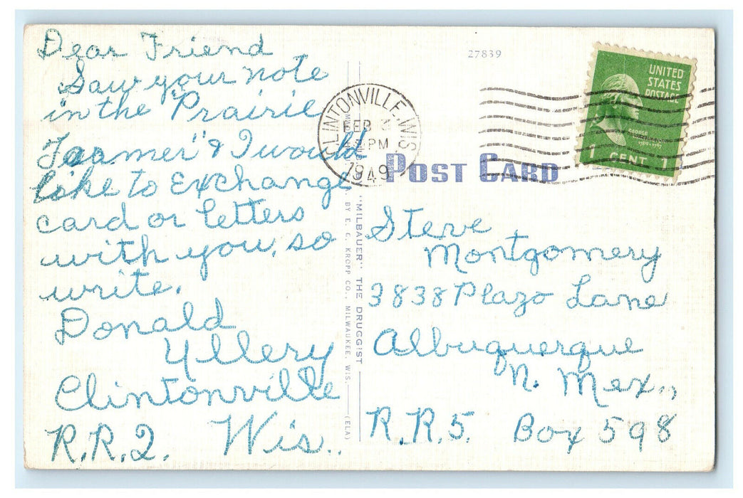 1949 High School, Clintonville Wisconsin WI Posted Vintage Postcard