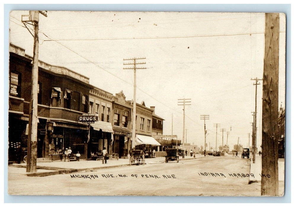 1909 Michigan Avenue Indiana Harbor IN Lawyer Ice Cream RPPC Photo Postcard
