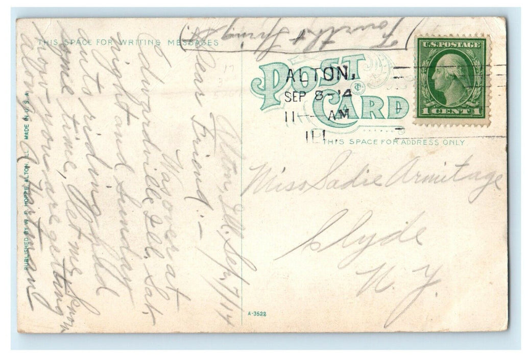 1914 The Illini Hotel Building Car Alton Illinois IL Posted Antique Postcard