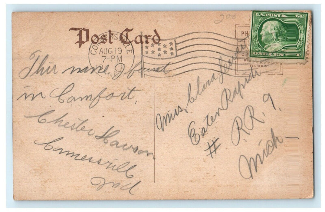 1911 Beech Hill Houses Scene Nersville Indiana IN Posted Antique Postcard