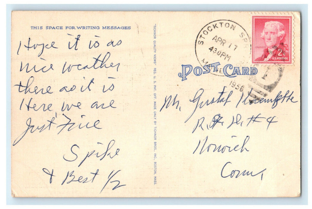 1956 Greetings from Stockton Springs, Maine ME Posted Vintage Postcard