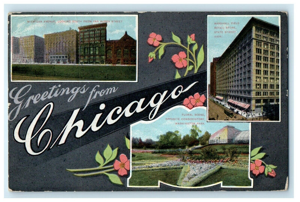 1909 Greetings From Havenswood Chicago Illinois IL, Flowers Postcard