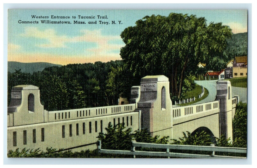 c1940's Western Entrance To Taconic Trail  Williamstown  MA And Troy NY Postcard