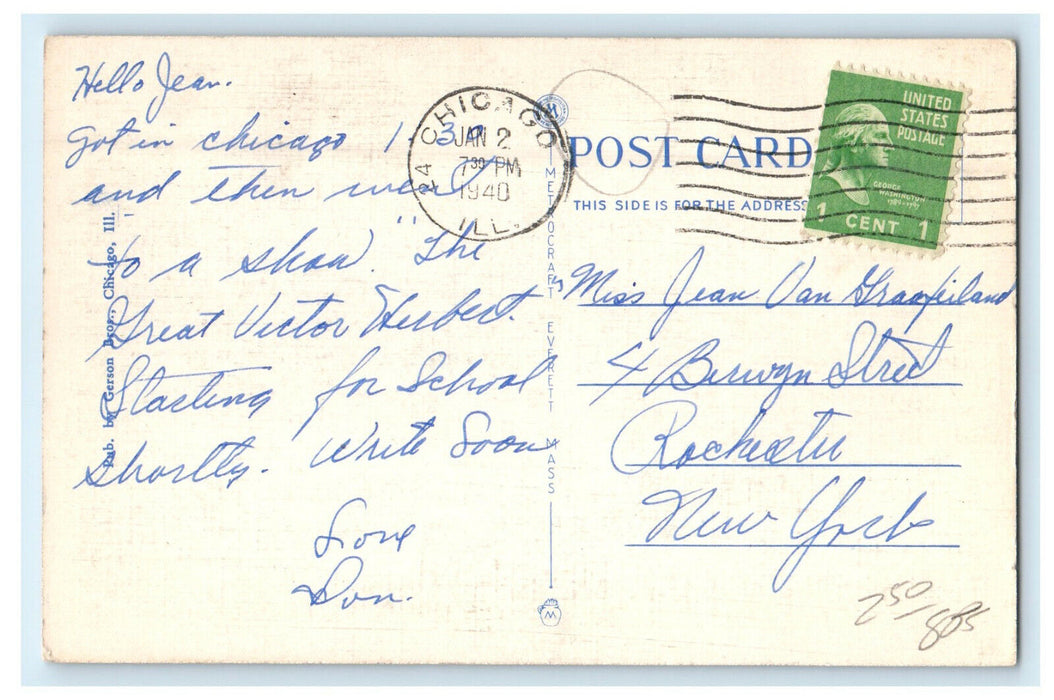 1940 Birds Eye View of Bridges, Wacker Drive, Chicago Illinois IL Postcard