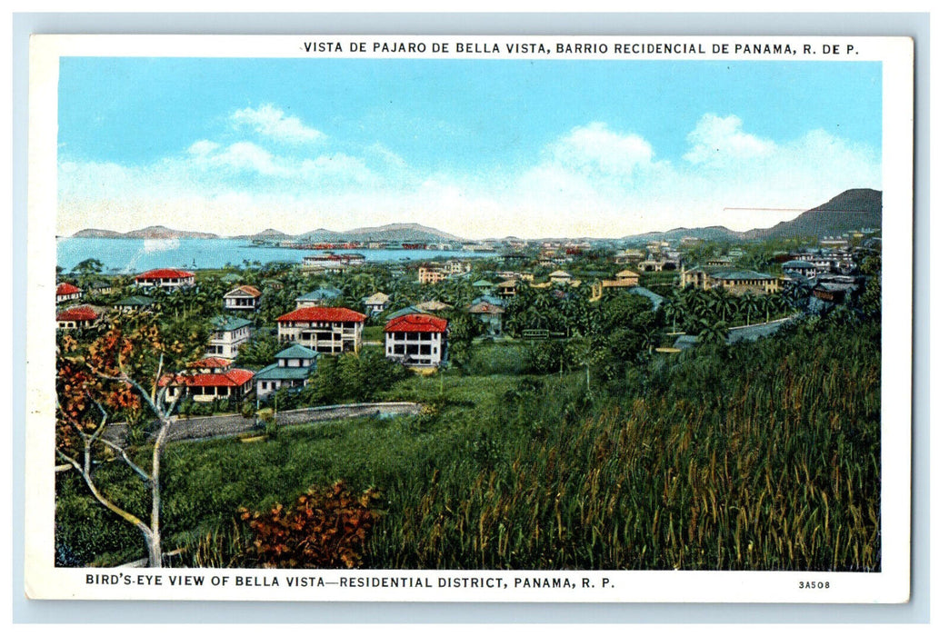 c1920s Bird's Eye View of Bella-Vista Residential District Panama Postcard