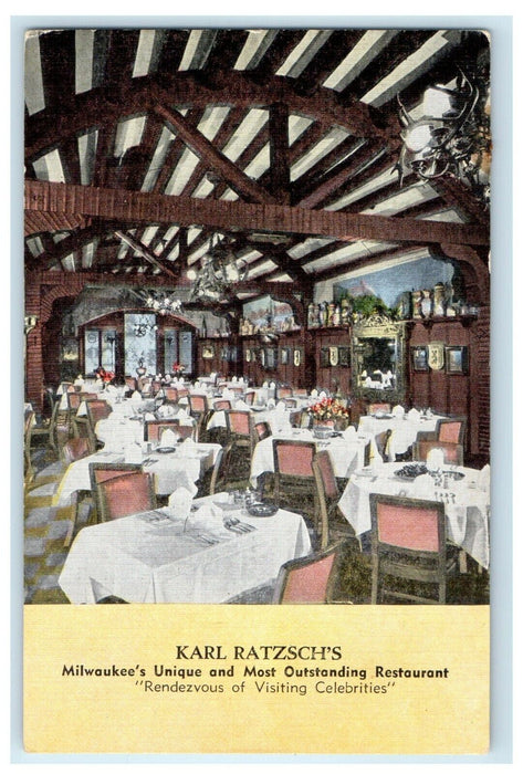 c1940's Karl Ratzsch's Restaurant Interior Dining Room Milwaukee WI Postcard