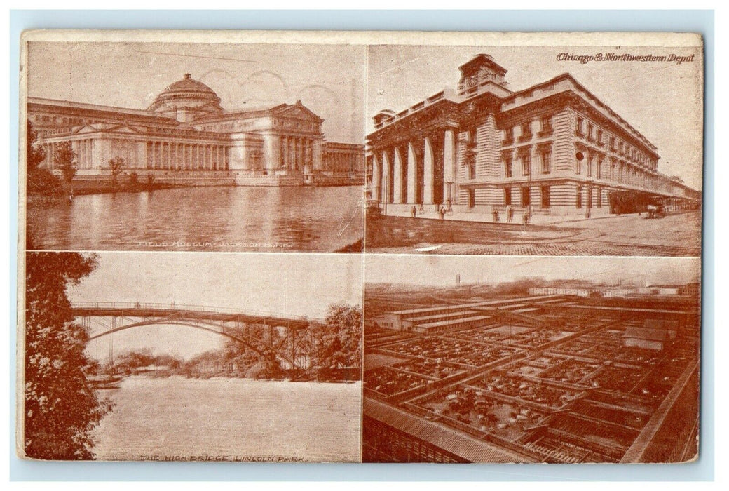 c1910's Multiview Of Chicago Illinois IL Unposted Antique Postcard
