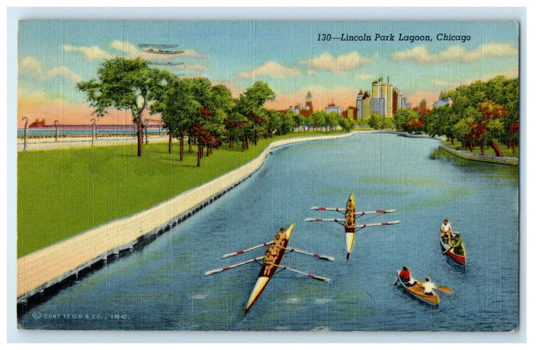 1944 Lincoln Park Lagoon Chicago Illinois IL Vintage Posted Postcard