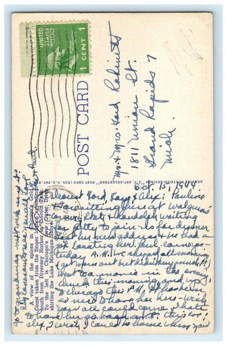 1944 Lincoln Park Lagoon Chicago Illinois IL Vintage Posted Postcard