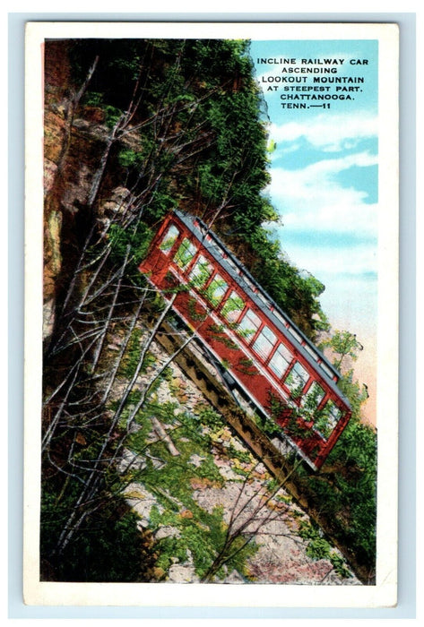 Chattanooga TN, Incline Railway Car Ascending Lookout Mountain Vinatge Postcard