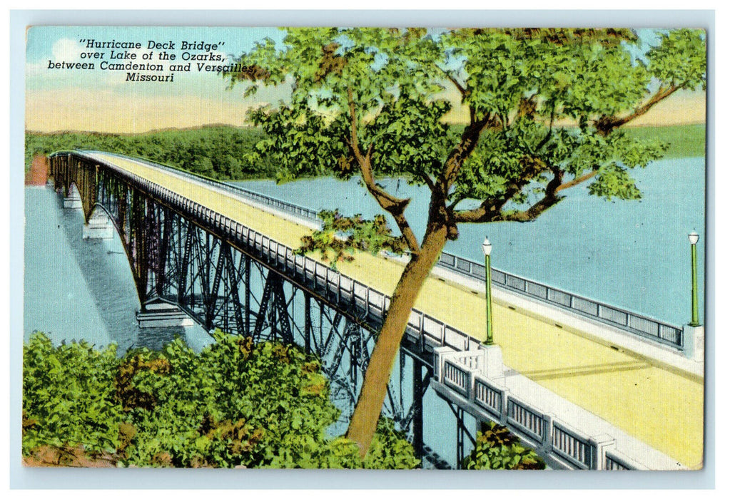 1949 Hurricane Deck Bridge Over Lake of the Ozarks Missouri MO Postcard