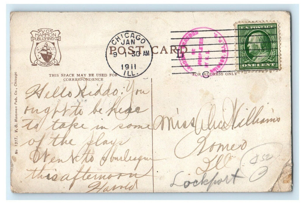 1911 State Street Bascule Lifted Excursion Steamship Chicago IL Antique Postcard