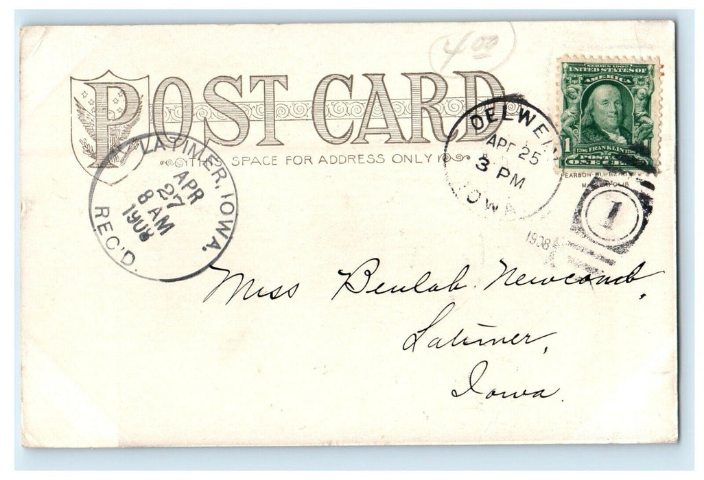 1908 Central School Building Oelwein Iowa IA Posted Antique Postcard