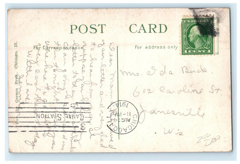 1914 Mandel Brothers Dept. Store Building Trolley Chicago Illinois IL Postcard