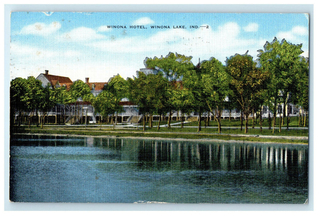 1954 Winona Lake, Winona Hotel Indiana IN Posted Vintage Postcard